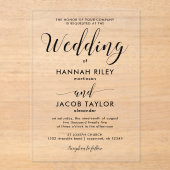 Stijlvolle zwarte kalligrafie elegante bruiloft acryl uitnodigingen (Voorkant)