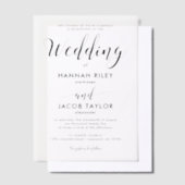 Stijlvolle zwarte kalligrafie elegante bruiloft vellum uitnodigingen (Offset)