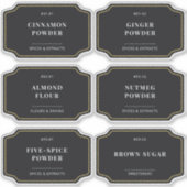 Stijlvolle zwarte keuken pantry voedsel opslag lab sticker (Voorkant)