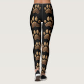 Stijlvolle zwarte Leggings met Golden Paw Prints (Achterkant)