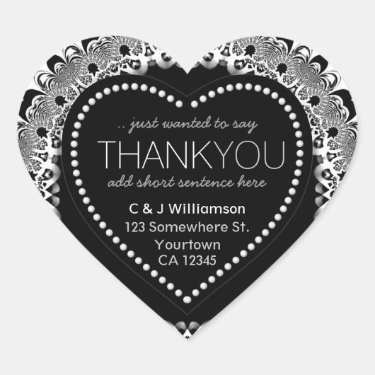 Stijlvolle zwarte luis Hartelijk dank voor uw hart Sticker (Voorkant)