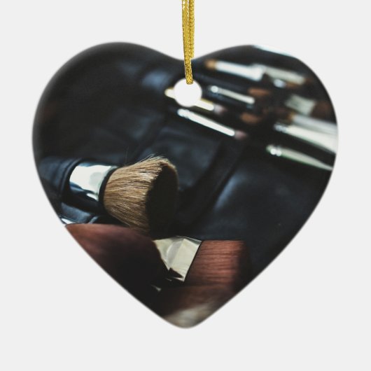 Stijlvolle zwarte make-up artiest keramisch ornament (Voorkant)