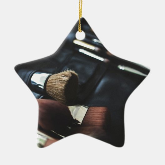 Stijlvolle zwarte make-up artiest keramisch ornament (Voorkant)