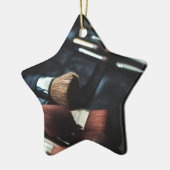 Stijlvolle zwarte make-up artiest keramisch ornament (Links)