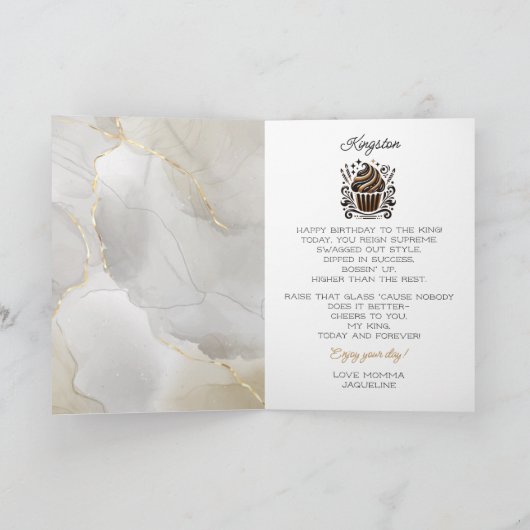 Stijlvolle Zwarte Man Champagne Luxe Verjaardag Ka Kaart (Binnen)