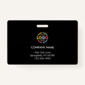 Stijlvolle zwarte minimalistische bedrijfsmedewerk badge (Achterkant)