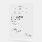 Stijlvolle zwarte minimalistische bruiloft welkom acryl bord (Hoek)