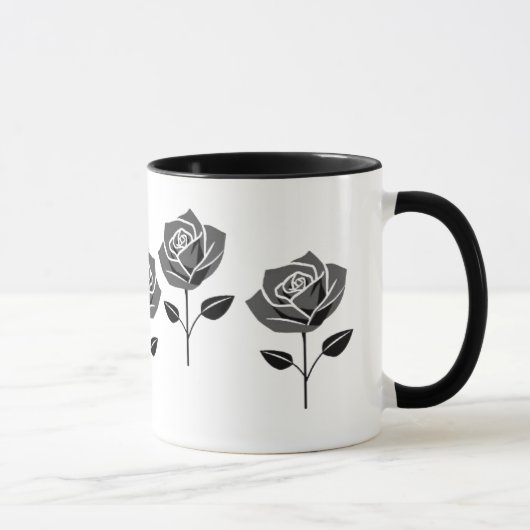 Stijlvolle zwarte, minimalistische roos. mok (Rechts)