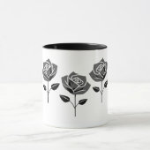 Stijlvolle zwarte, minimalistische roos. mok (Midden)