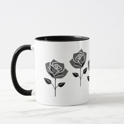 Stijlvolle zwarte, minimalistische roos. mok (Links)