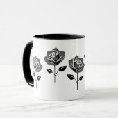 Stijlvolle zwarte, minimalistische roos. mok (Voorkant links)