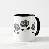 Stijlvolle zwarte, minimalistische roos. mok (Voorkant rechts)