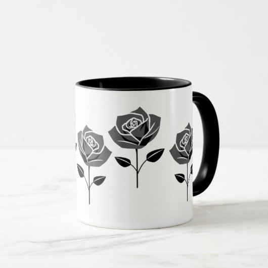 Stijlvolle zwarte, minimalistische roos. mok (Voorkant rechts)