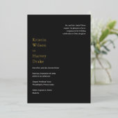 Stijlvolle zwarte moderne bruiloft folie uitnodiging (Staand Voorkant)