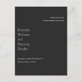 Stijlvolle zwarte moderne bruiloft Save the Date Aankondigingskaart (Voorkant)