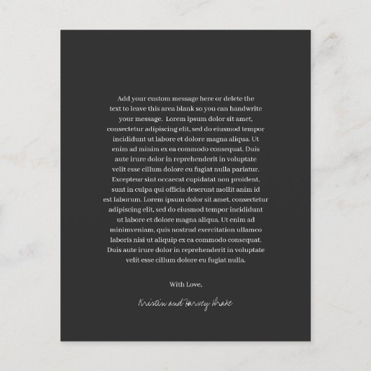 Stijlvolle zwarte moderne budget bruiloft dank u k (Achterkant)