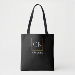 Stijlvolle zwarte moderne gepersonaliseerde  tote bag