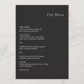 Stijlvolle Zwarte Moderne Trouwdag Menu (Voorkant)