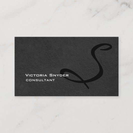 Stijlvolle zwarte monogram Professional Visitekaartje (Voorkant)