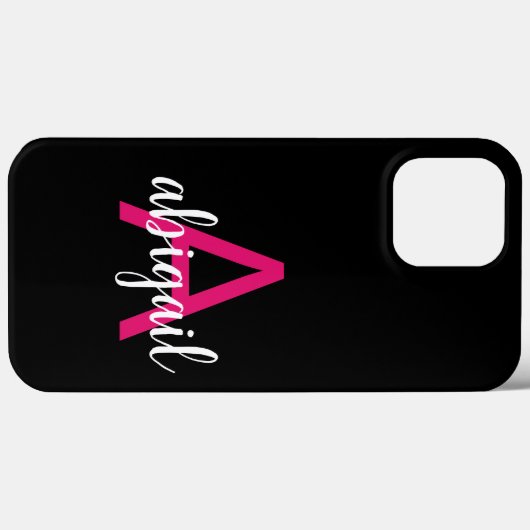Stijlvolle zwarte opgerolde moderne monogram naam Case-Mate iPhone case (Achterkant (horizontaal))