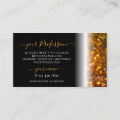 Stijlvolle zwarte Oranje mousserende glitterInitia Visitekaartje (Achterkant)