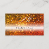 Stijlvolle zwarte Oranje mousserende glitterInitia Visitekaartje (Voorkant)