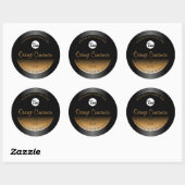 Stijlvolle zwarte Oranje productlabels Logo Glitte Ronde Sticker (Vel)
