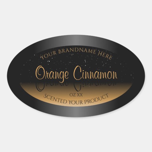 Stijlvolle zwarte Oranje productlabels Zachte glit Ovale Sticker (Voorkant)