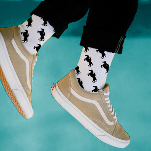 Stijlvolle zwarte paardenprint bemanning sokken