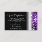 Stijlvolle zwarte Paarse mousserende glitter met L Visitekaartje (Achterkant)