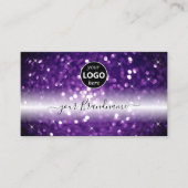 Stijlvolle zwarte Paarse mousserende glitter met L Visitekaartje (Voorkant)