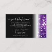 Stijlvolle zwarte Paarse mousserende glitterInitia Visitekaartje (Achterkant)