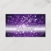 Stijlvolle zwarte Paarse mousserende glitterInitia Visitekaartje (Voorkant)