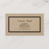 Stijlvolle zwarte polka dot en rode lint kraft visitekaartje (Achterkant)