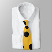 Stijlvolle zwarte Polka Dots op Goudgele Stropdas (Gebonden)