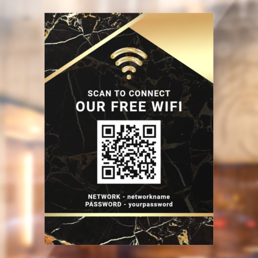 Stijlvolle Zwarte QR Code Wifi Netwerk Wachtwoord Raamsticker (Vel 2)