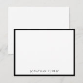 Stijlvolle zwarte rand minimalistische witte Sjabl Notitiekaartje (Voorkant / Achterkant)