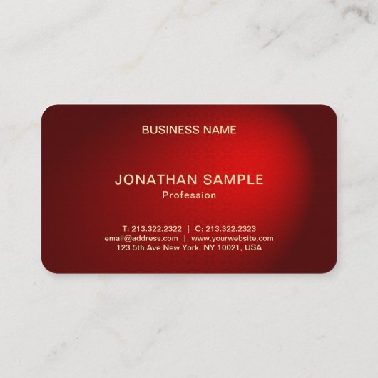 Stijlvolle zwarte rode damast luxe charmante ronde visitekaartje (Achterkant)