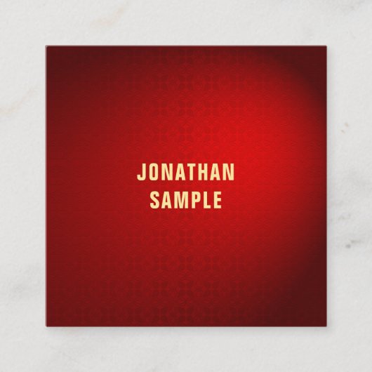 Stijlvolle zwarte rode damast professionele Sjablo Vierkante Visitekaartje (Voorkant)