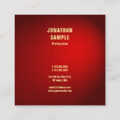 Stijlvolle zwarte rode damast professionele Sjablo Vierkante Visitekaartje (Achterkant)