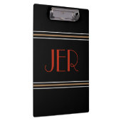 Stijlvolle Zwarte Rode Designer Monogram Beginlett Klembord (Rechts)