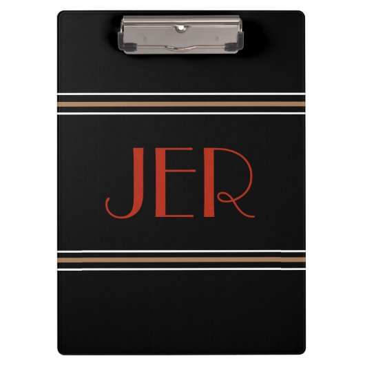 Stijlvolle Zwarte Rode Designer Monogram Beginlett Klembord (Voorkant)