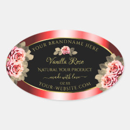 Stijlvolle zwarte rode etiketten voor platte Rozen