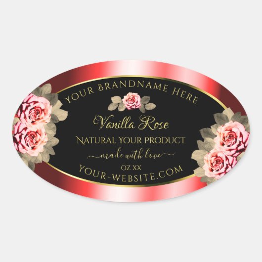 Stijlvolle zwarte rode etiketten voor platte Rozen (Voorkant)