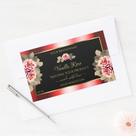 Stijlvolle zwarte rode etiketten voor platte Rozen (Envelop)