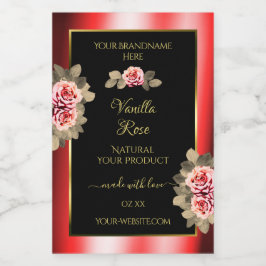 Stijlvolle zwarte rode etiketten voor platte Rozen