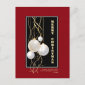 Stijlvolle zwarte rode gouden Baubles Merry kerst Briefkaart (Voorkant)