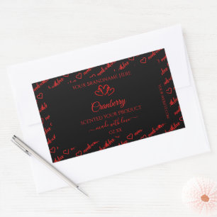 Stijlvolle zwarte rode Word Cloud-productretikette Rechthoekige Sticker