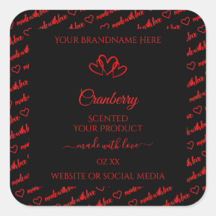 Stijlvolle zwarte rode Word Cloud-productretikette Vierkante Sticker