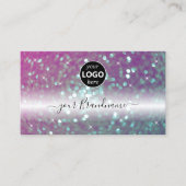 Stijlvolle zwarte roze Blauwgroen mousserende glit Visitekaartje (Voorkant)